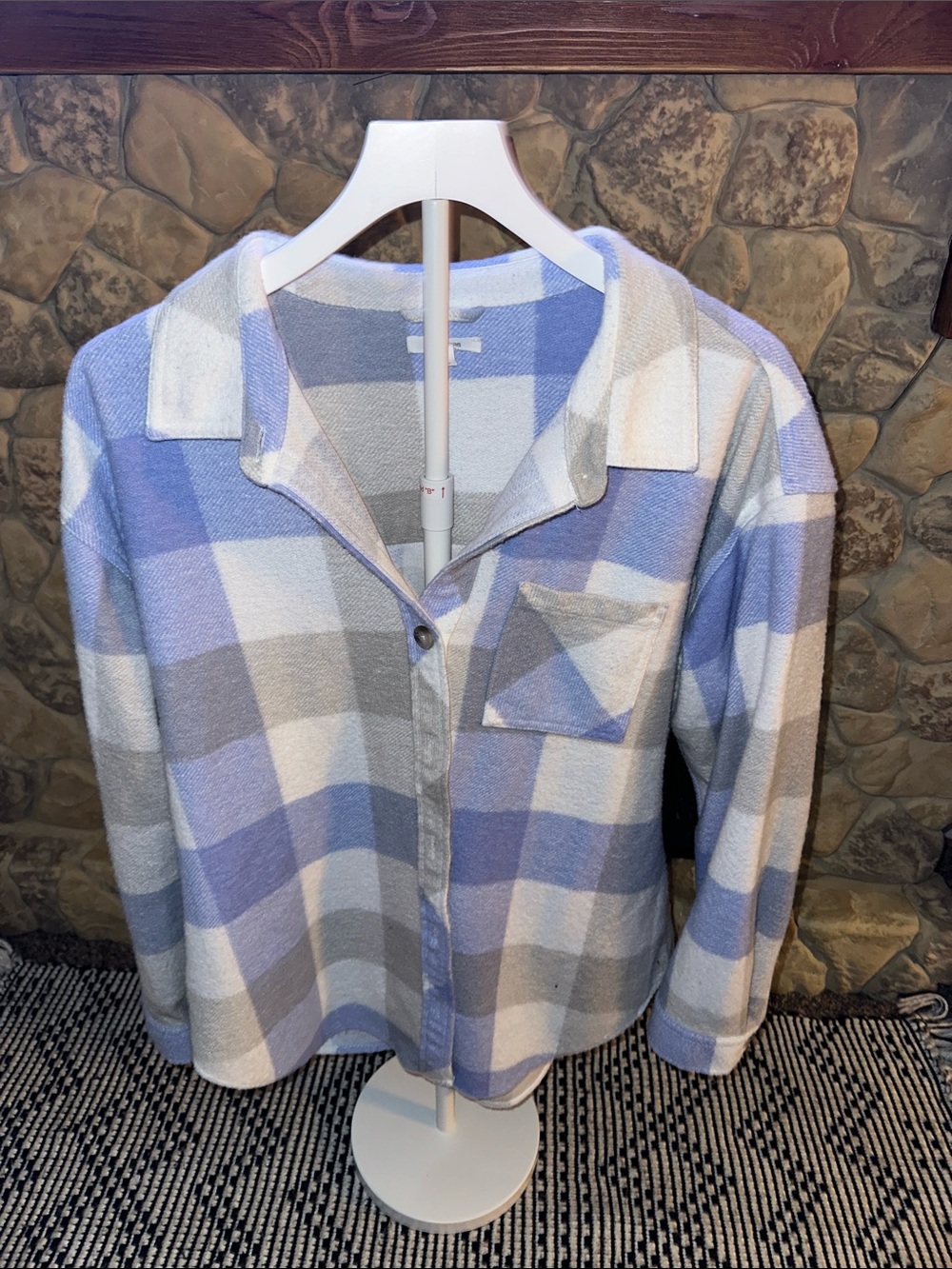 Woman’s Lavender & Gray Plaid Button-Up Shirt